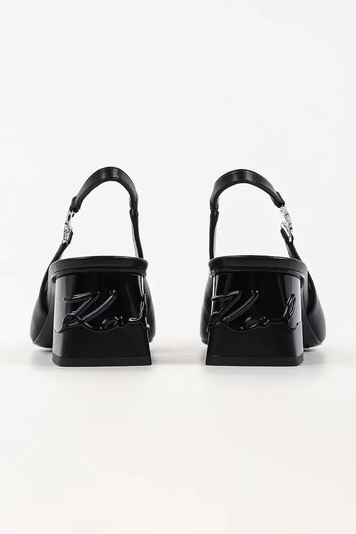 Karl Lagerfeld Кожени обувки с дебел ток Kayla в черно с дебел ток KL35406