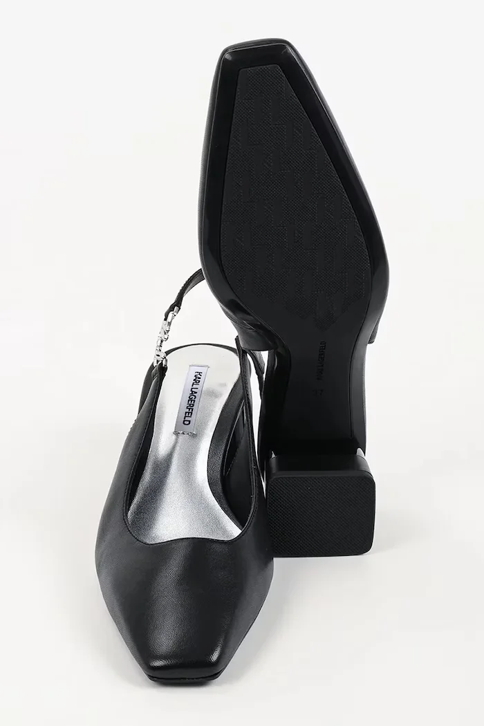 Karl Lagerfeld Кожени обувки с дебел ток Kayla в черно с дебел ток KL35406