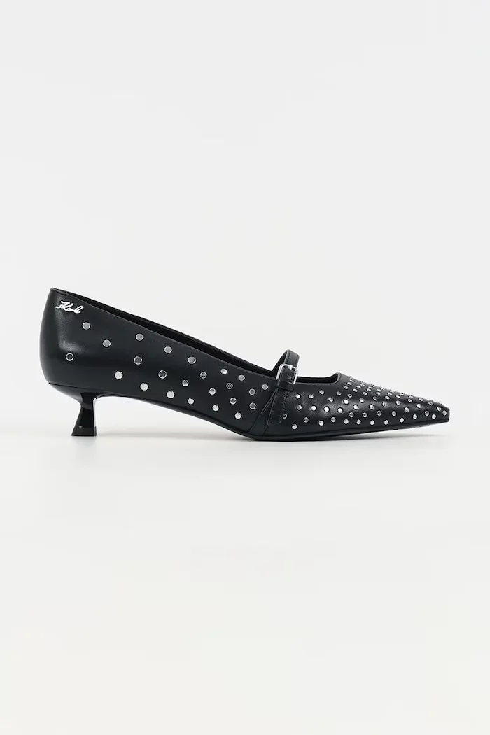 Karl Lagerfeld Кожени обувки с тънък ток PASHA в черно KL30106S