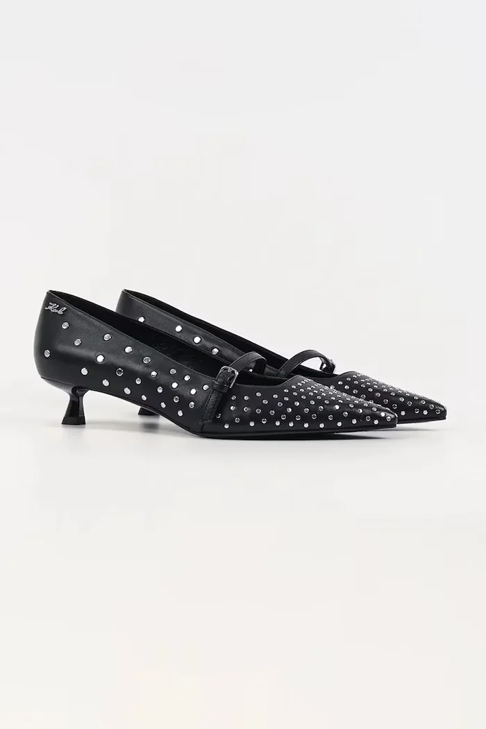 Karl Lagerfeld Кожени обувки с тънък ток PASHA в черно KL30106S