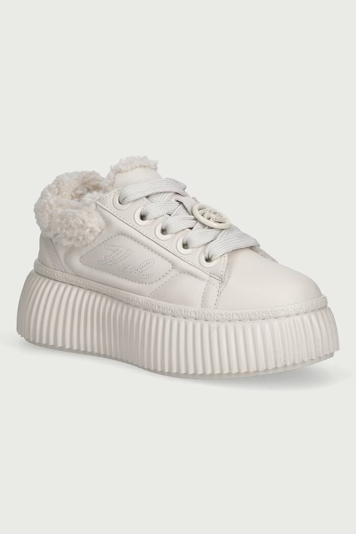 Karl Lagerfeld Kreeper маратонки дамски от кожа бежови KL42312A