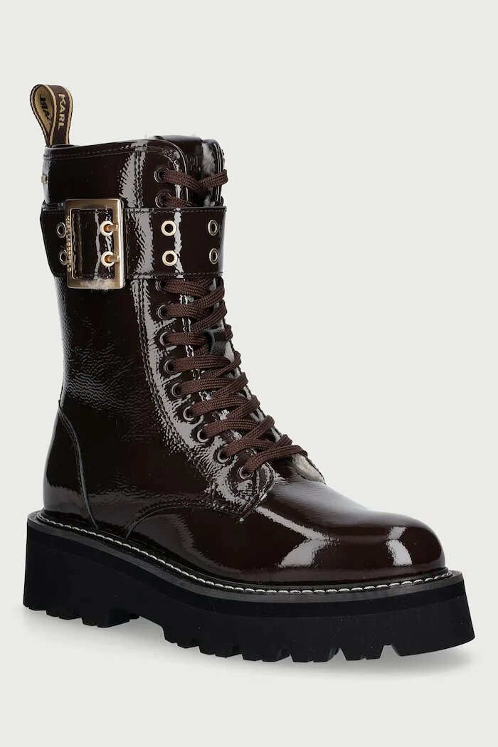 Karl Lagerfeld кубинки дамски от кожа Kyla кафяви KL43475