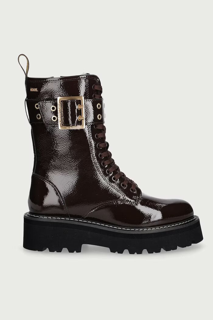 Karl Lagerfeld кубинки дамски от кожа Kyla кафяви KL43475