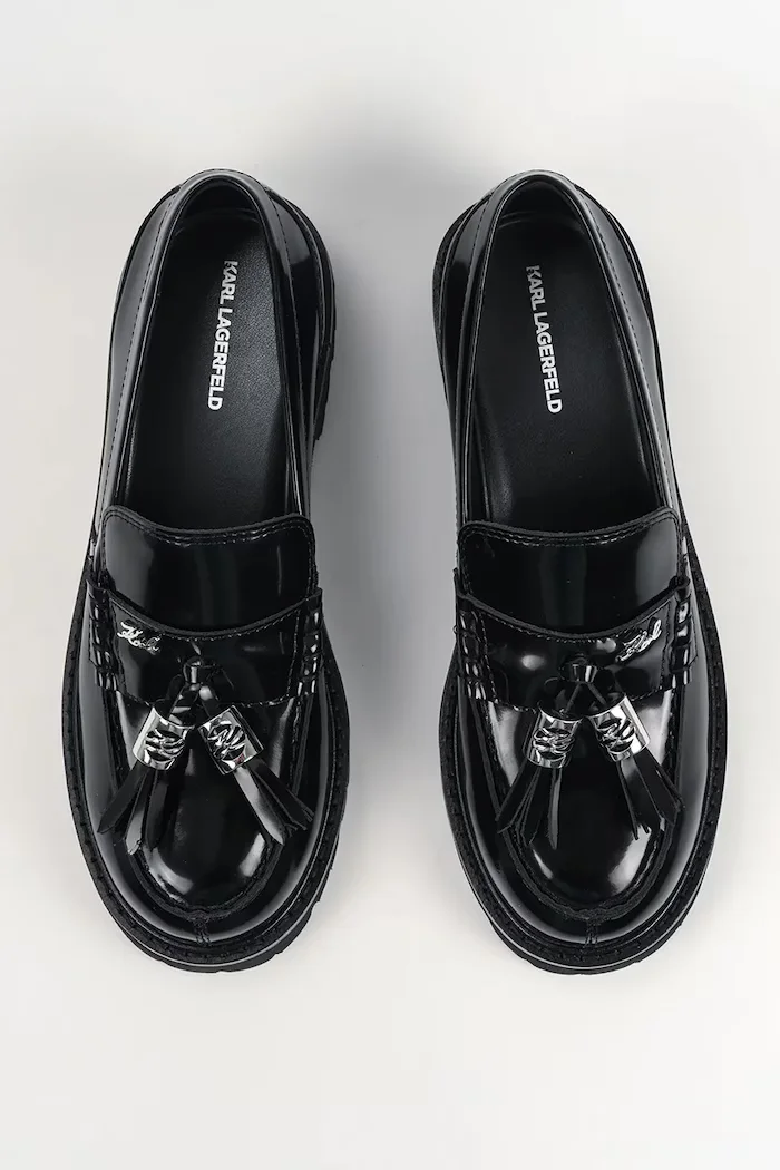 Karl Lagerfeld лоуфъри дамски от кожа Lowell черни KL42225