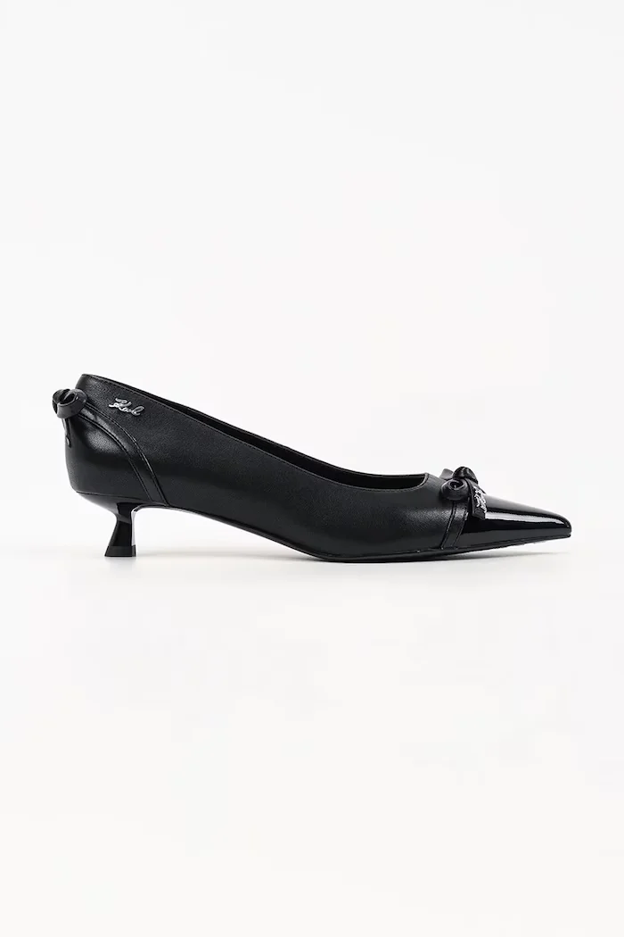 Karl Lagerfeld обувки с дебел ток от кожа Pasha черни KL30119A