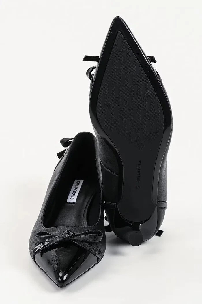 Karl Lagerfeld обувки с дебел ток от кожа Pasha черни KL30119A