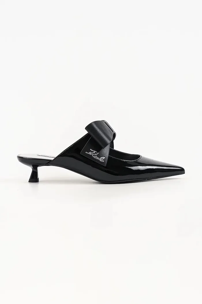 Karl Lagerfeld обувки с ток от кожа Pasha черни KL30106