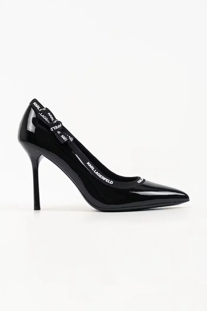 Karl Lagerfeld обувки с ток от кожа Sarabande черни KL30908R
