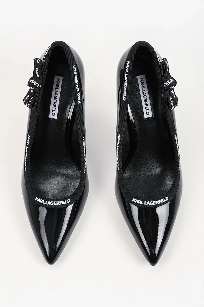 Karl Lagerfeld обувки с ток от кожа Sarabande черни KL30908R