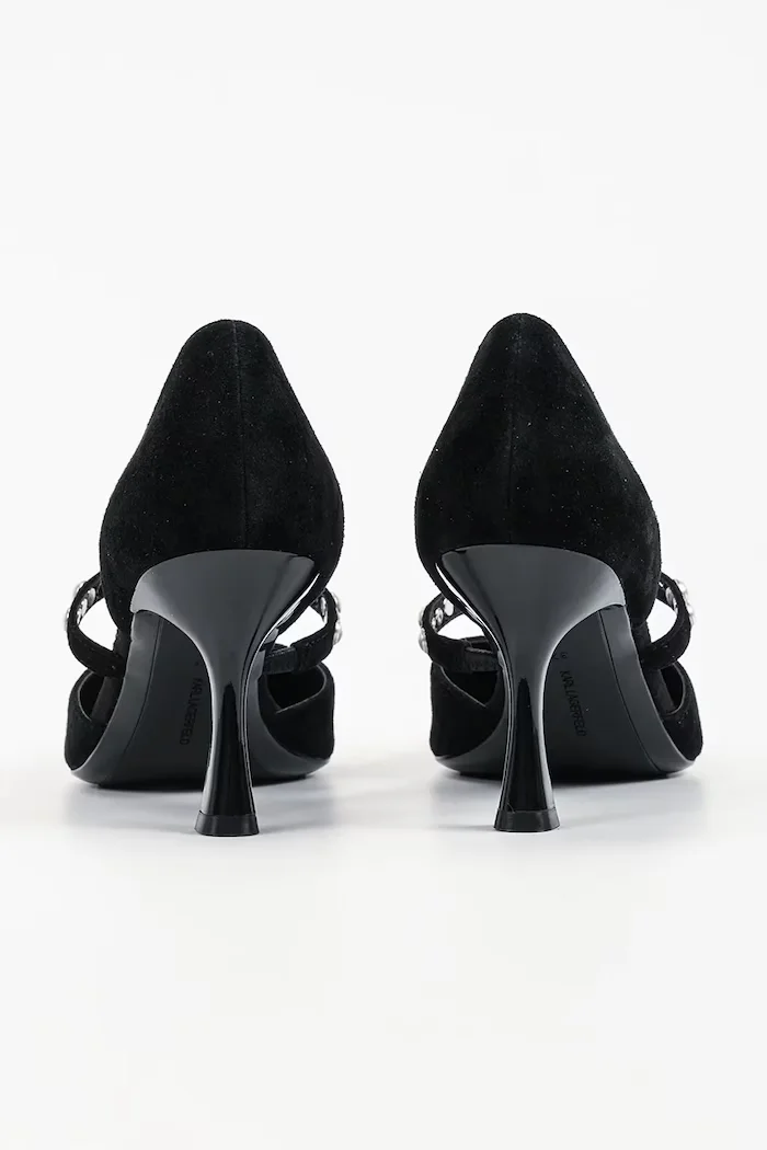 Karl Lagerfeld обувки с ток от кожа Sienna черни KL32705A