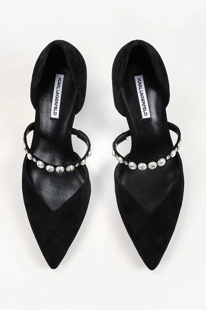 Karl Lagerfeld обувки с ток от кожа Sienna черни KL32705A