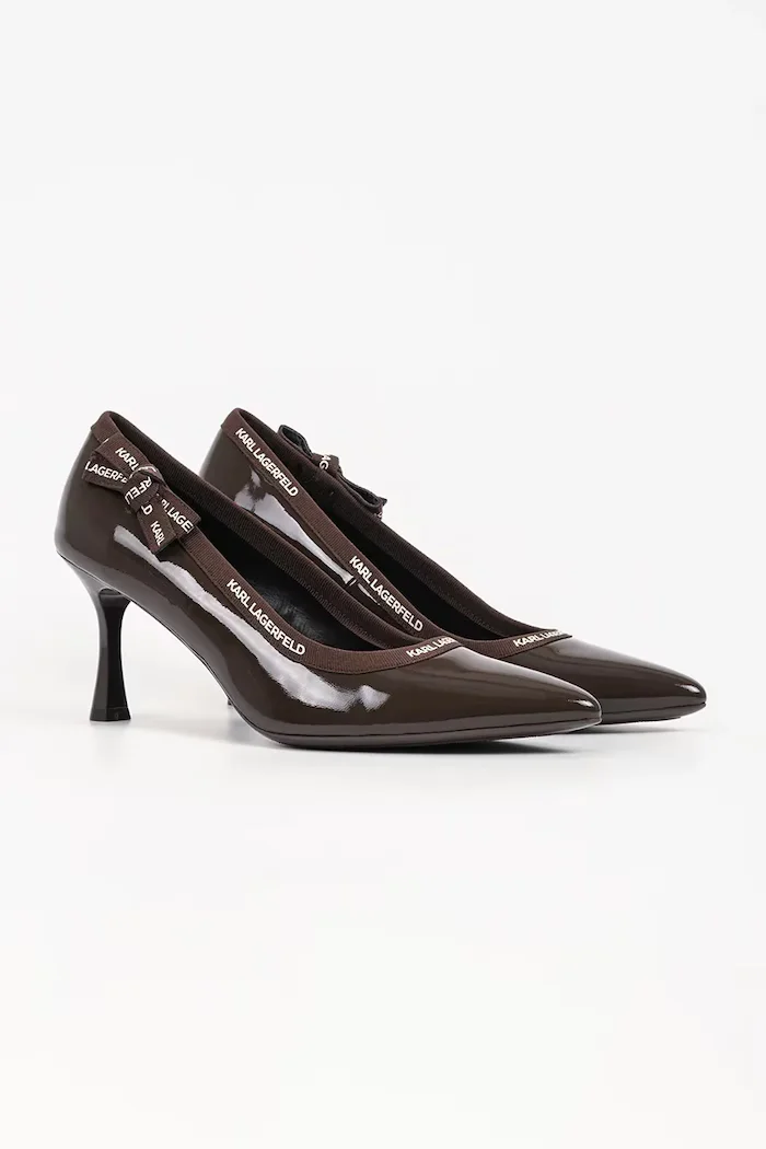Karl Lagerfeld обувки с ток от кожа Sienna кафяви KL32708R