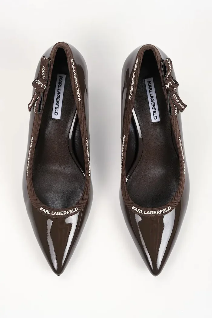 Karl Lagerfeld обувки с ток от кожа Sienna кафяви KL32708R