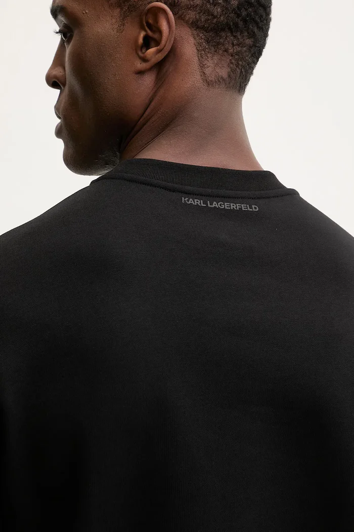 Karl Lagerfeld Памучен суичър мъжки в черно с изчистен дизайн 561952.705075