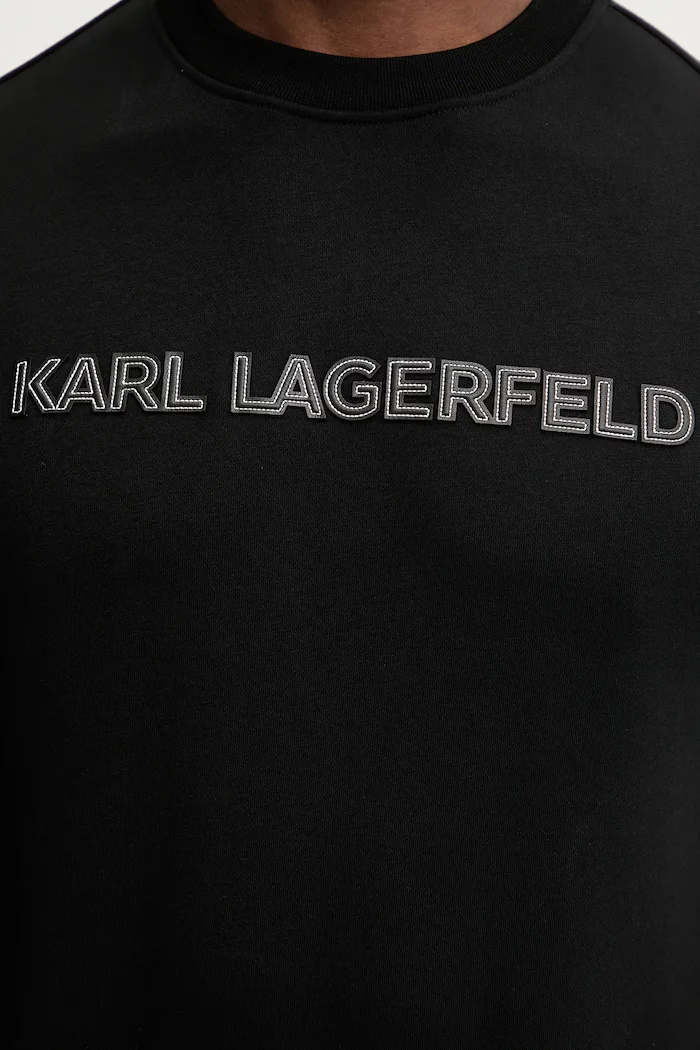 Karl Lagerfeld Памучен суичър мъжки в черно с изчистен дизайн 561952.705075