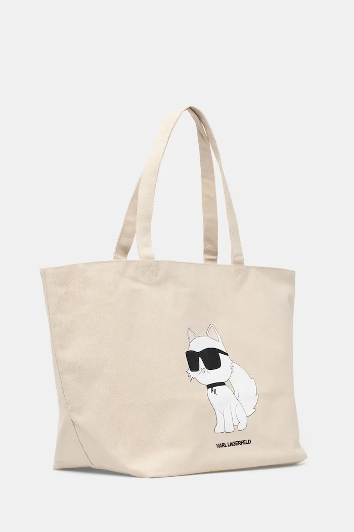 Karl Lagerfeld Памучна чанта IKON в бежово A1W50022