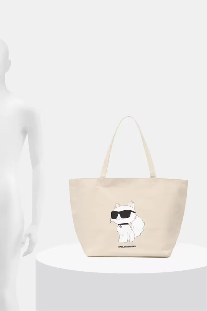Karl Lagerfeld Памучна чанта IKON в бежово A1W50022