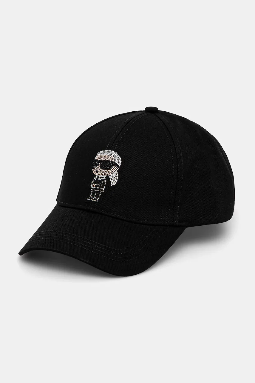 Karl Lagerfeld Памучна шапка с козирка IKON RHINESTONES