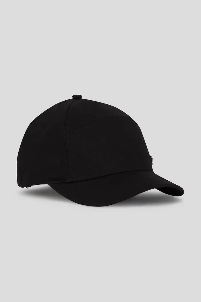 Karl Lagerfeld Памучна шапка с козирка IKON в черно с апликация A3W33056