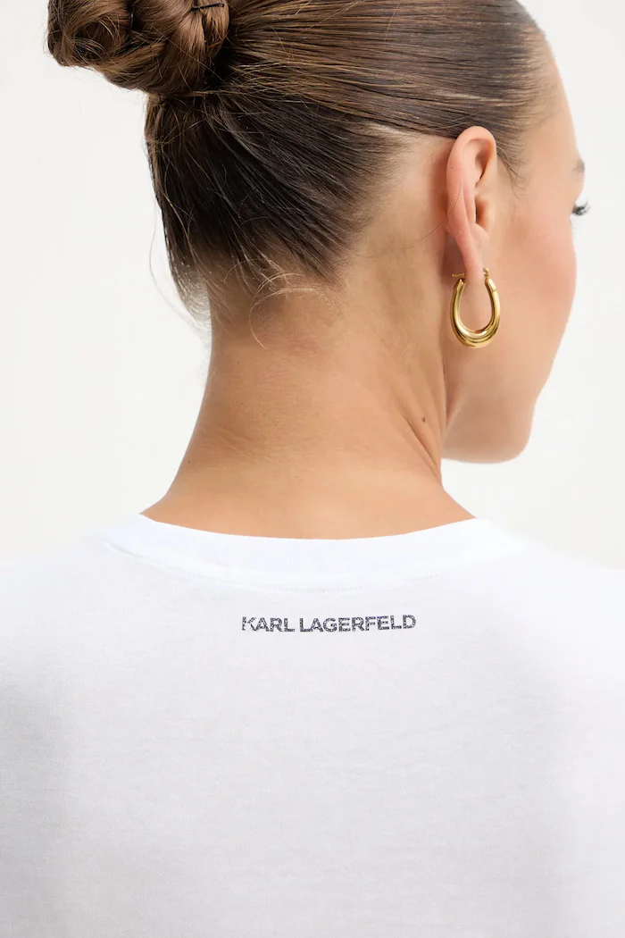 Karl Lagerfeld Памучна тениска дамска в бяло B1W17033