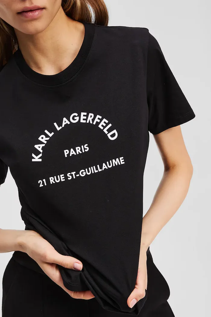Karl Lagerfeld Памучна тениска дамска в черно A3W17105