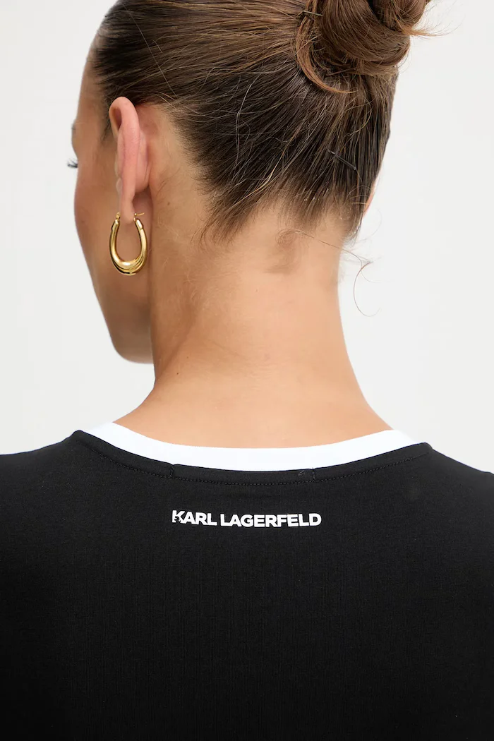 Karl Lagerfeld Памучна тениска дамска в черно B1W17027