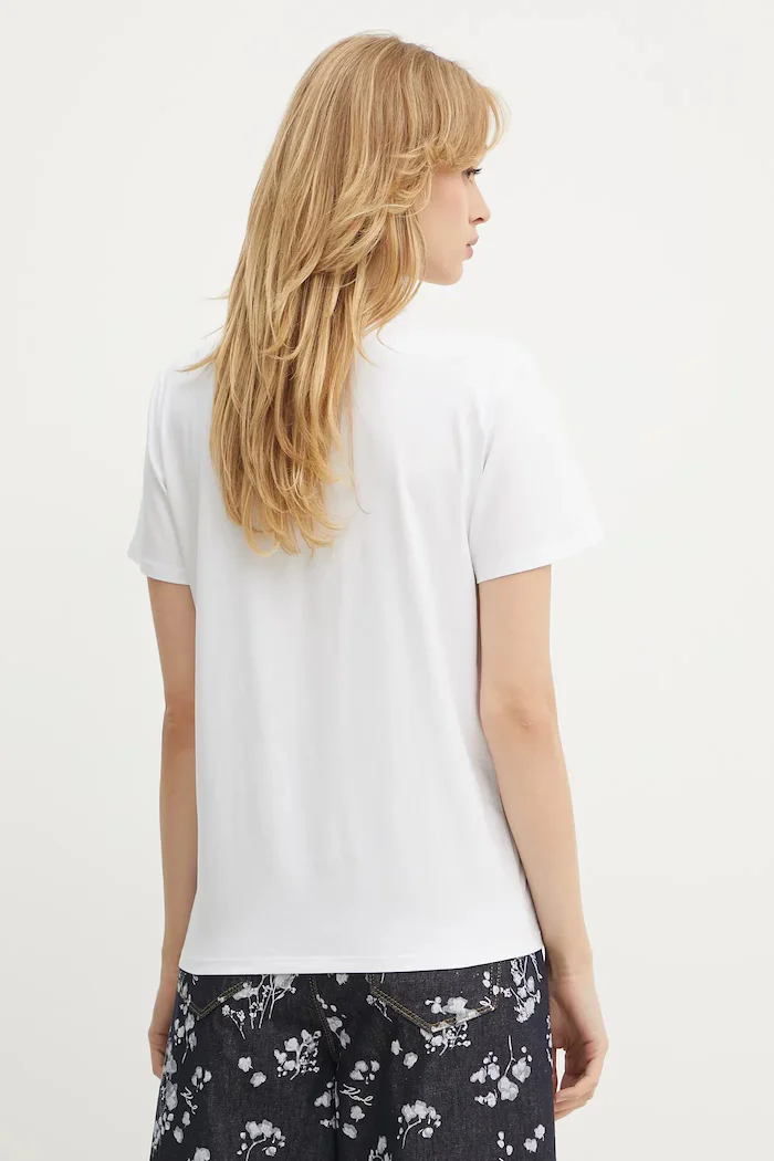 Karl Lagerfeld Памучна тениска ELONGATED LOGO дамска в бяло A3W17102