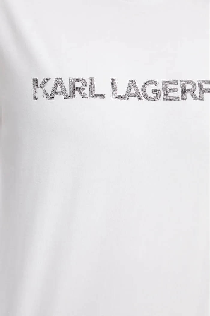 Karl Lagerfeld Памучна тениска ELONGATED LOGO дамска в бяло A3W17102