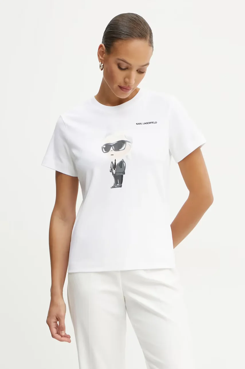 Karl Lagerfeld Памучна тениска IKON AQUARELLE