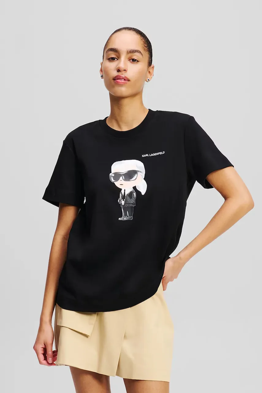 Karl Lagerfeld Памучна тениска IKON AQUARELLE