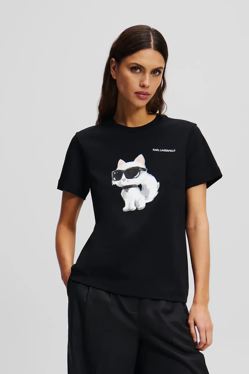 Karl Lagerfeld Памучна тениска IKON AQUARELLE
