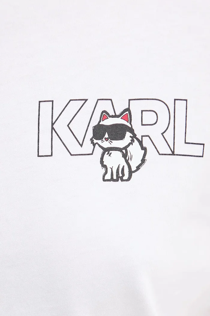Karl Lagerfeld Памучна тениска IKON дамска в бяло A3W17085