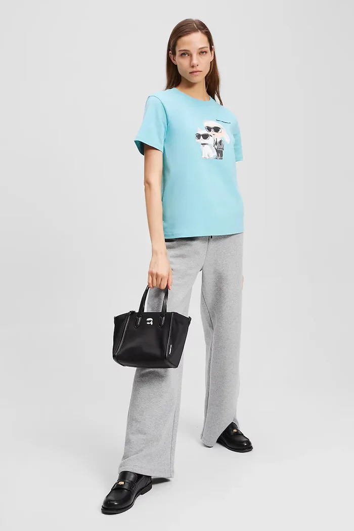 Karl Lagerfeld Памучна тениска IKON дамска в синьо A3W17077
