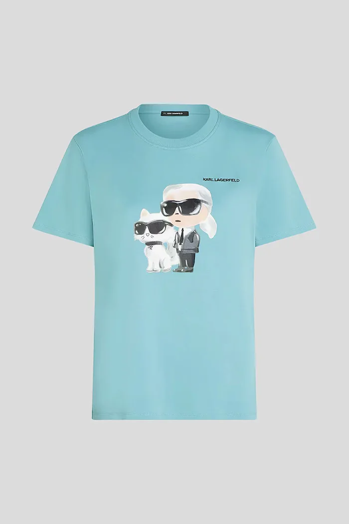Karl Lagerfeld Памучна тениска IKON дамска в синьо A3W17077