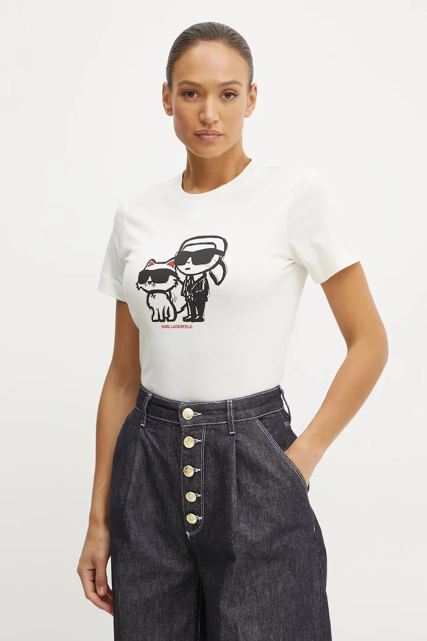 Karl Lagerfeld Памучна тениска IKON SKETCH