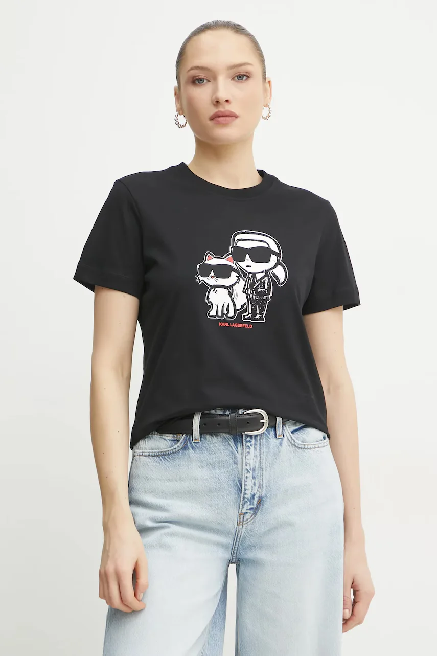 Karl Lagerfeld Памучна тениска IKON SKETCH