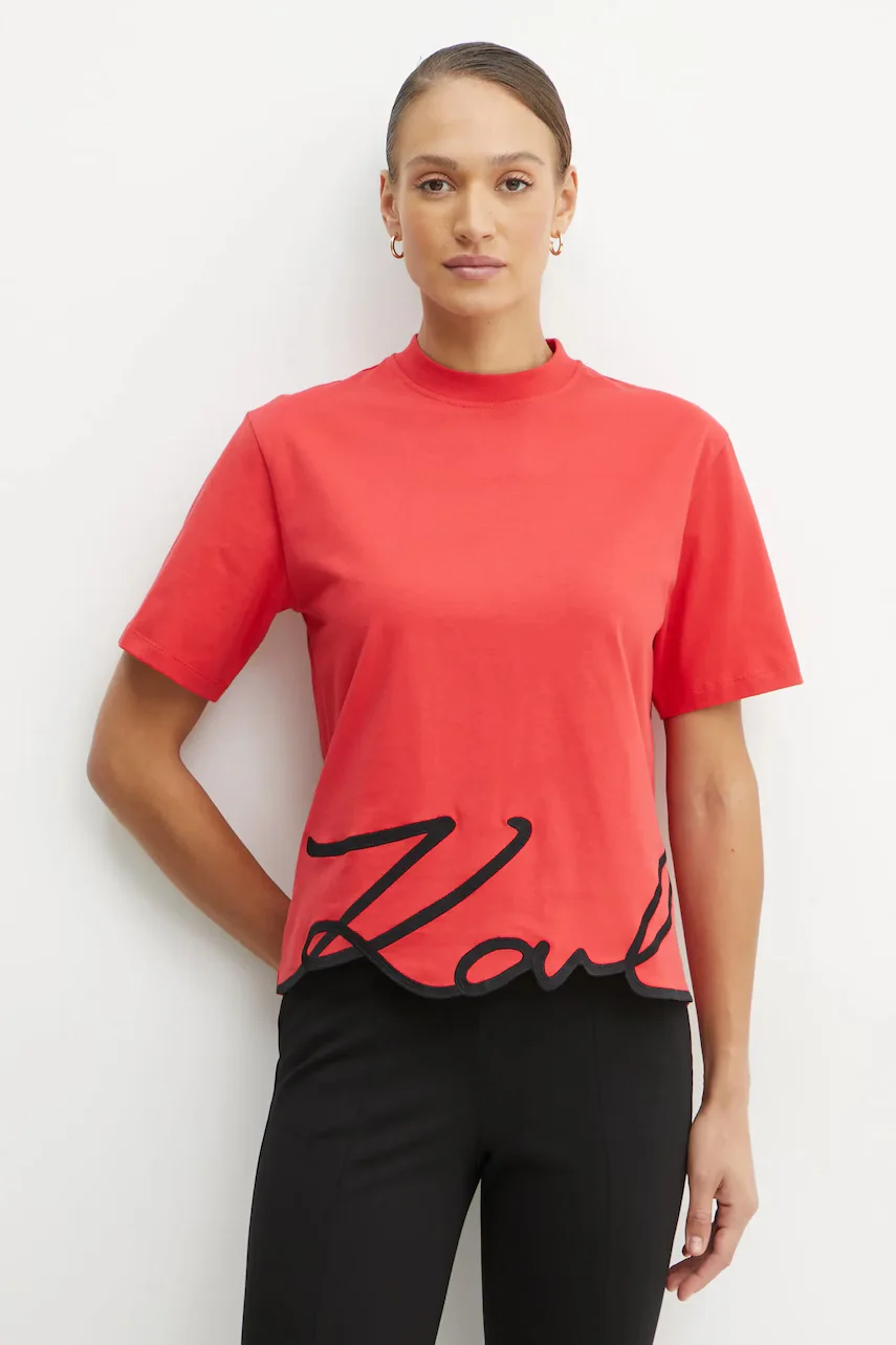 Karl Lagerfeld Памучна тениска KARL SIGNATURE