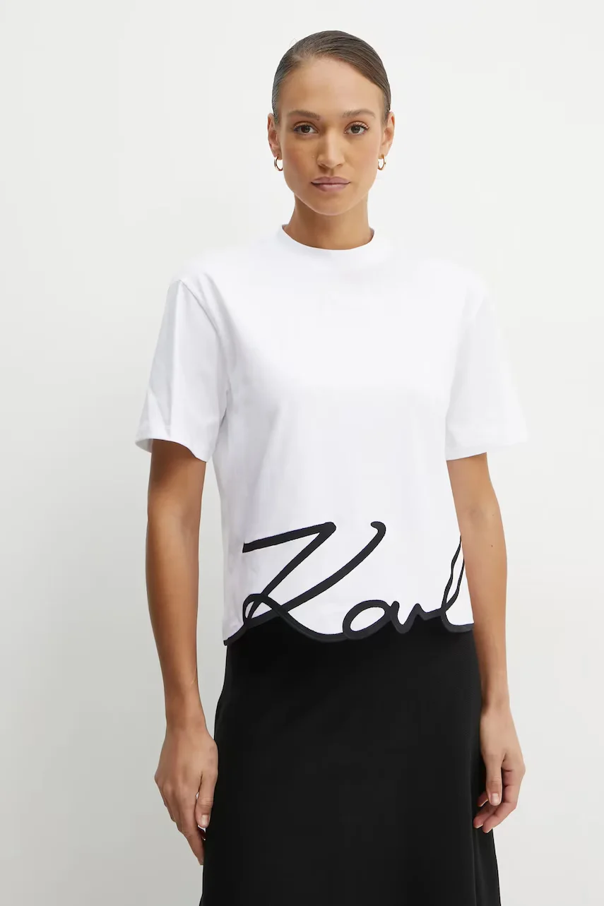 Karl Lagerfeld Памучна тениска KARL SIGNATURE