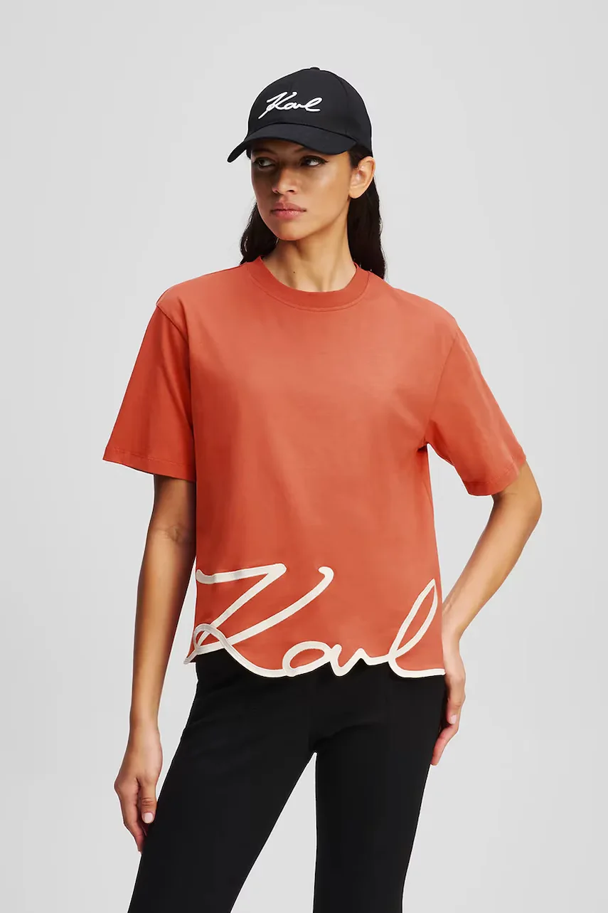 Karl Lagerfeld Памучна тениска KARL SIGNATURE