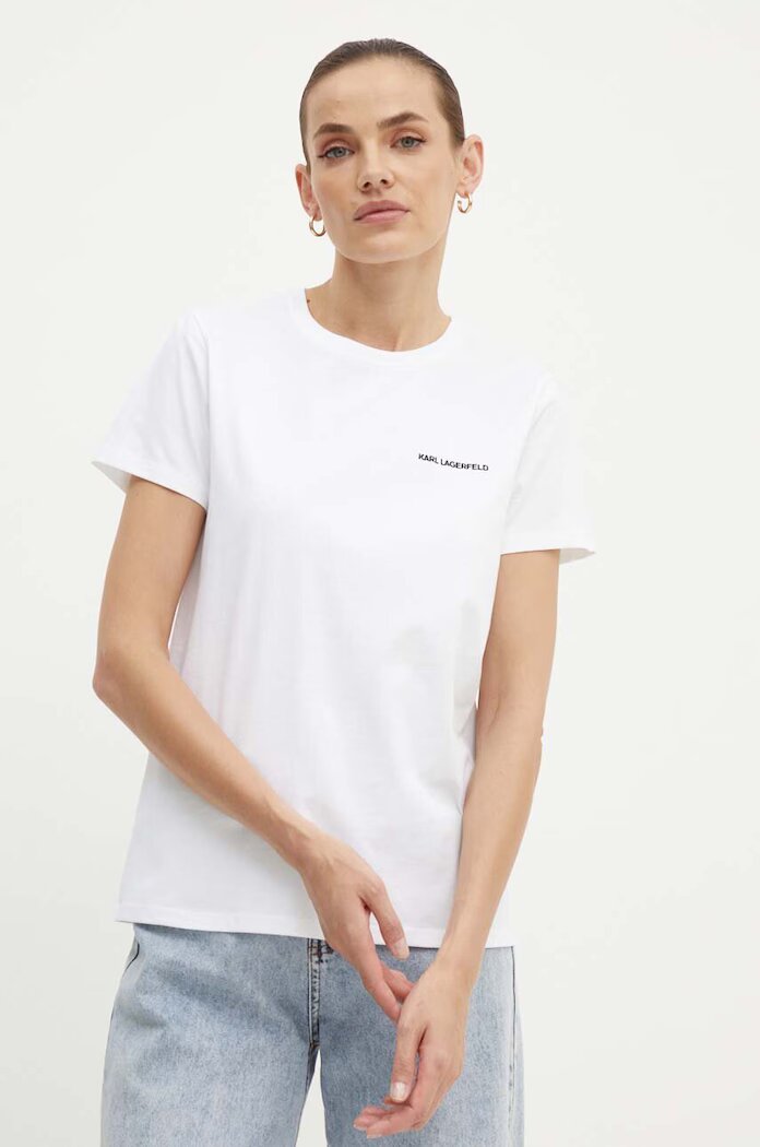 Karl Lagerfeld Памучна тениска в бяло 245W1714