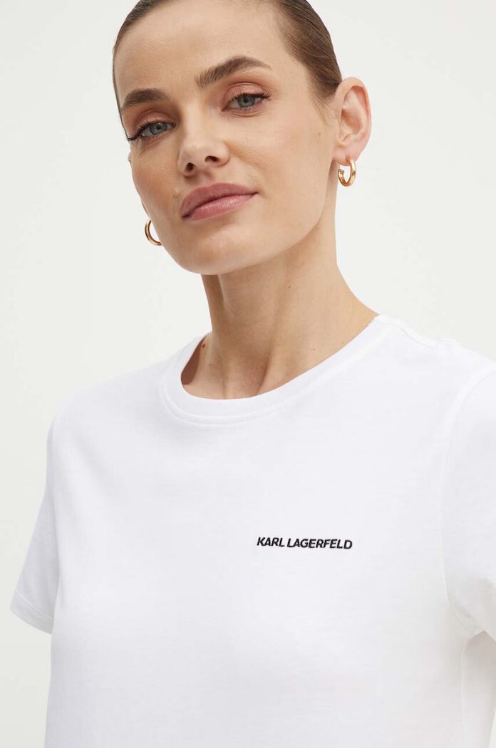 Karl Lagerfeld Памучна тениска в бяло 245W1714