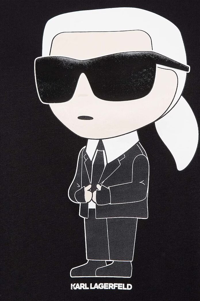 Karl Lagerfeld Памучна тениска в черно