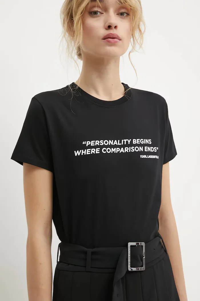 Karl Lagerfeld Памучна тениска в черно A1W17068