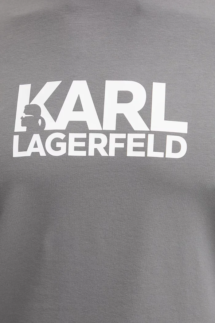 Karl Lagerfeld Памучна тениска в сиво с принт 561235.755780