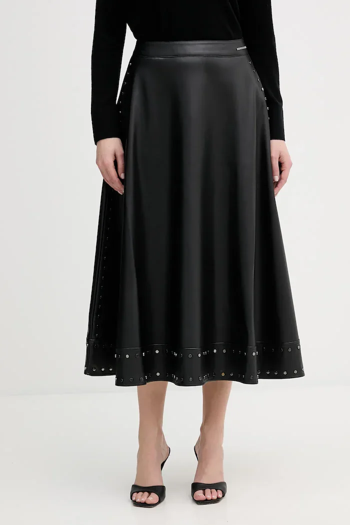 Karl Lagerfeld Пола в черно среднодълга разкроена B1W12011