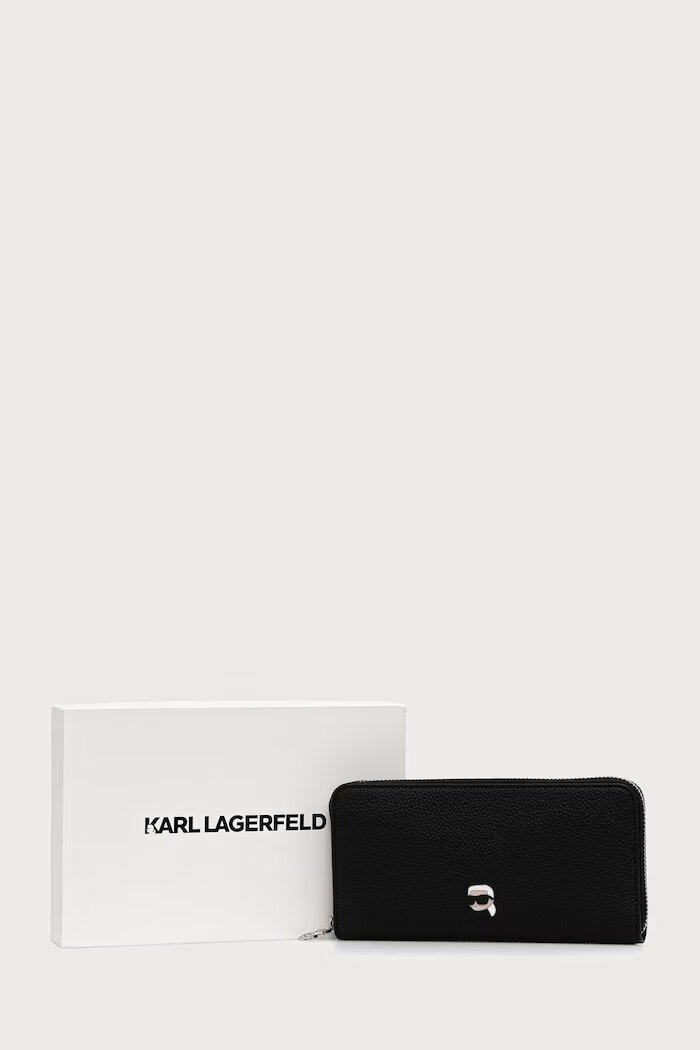 Karl Lagerfeld портфейл дамски от имитация на кожа черен B4W32028