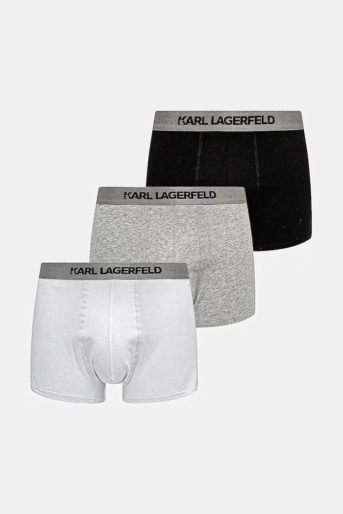 Karl Lagerfeld прилепнали боксерки мъжки от памук с еластан 3 броя сиви A1M47020