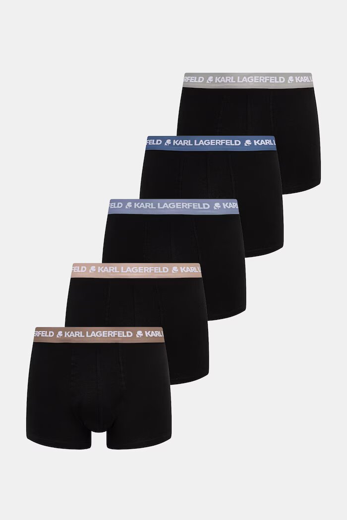 Karl Lagerfeld прилепнали боксерки мъжки от памук с еластан LOGO TRUNK 5 броя черни B1M47030