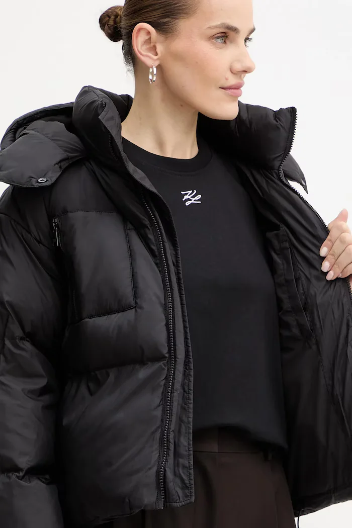 Karl Lagerfeld Пухено яке IKON в черно зимен модел A3W15020