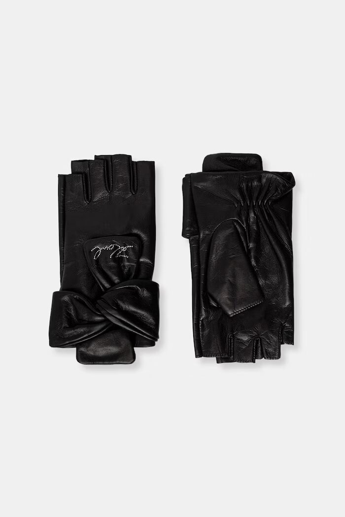 Karl Lagerfeld ръкавици дамски от кожа K/SIGNATURE черни B3W33012